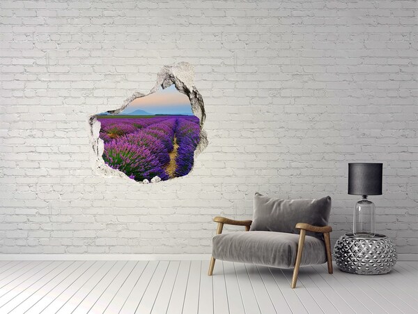 Finto buco nel muro 3D Campi di lavanda al sole