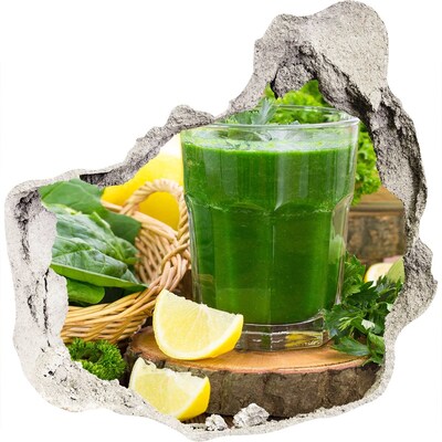 Trompe l'oeil buco nel muro Cocktail verde in un ambiente naturale