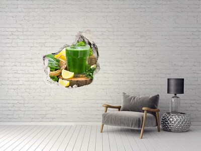 Trompe l'oeil buco nel muro Cocktail verde in un ambiente naturale