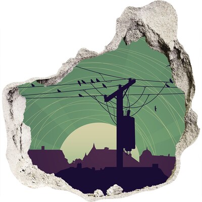 Trompe l'oeil buco nel muro Tramonto in città