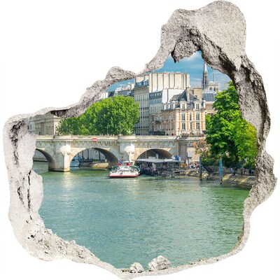 Finto buco nel muro 3D Vista di Parigi attraverso un buco nel muro