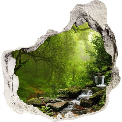 Finto buco nel muro 3D Foresta verde con cascata
