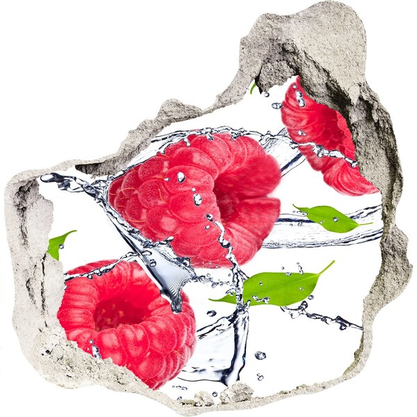 Trompe l'oeil buco nel muro Cascata di lamponi