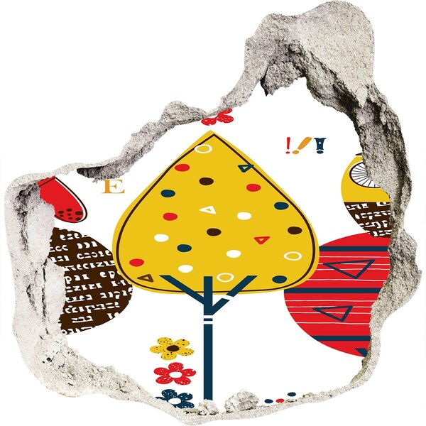 Adesivo effetto buco nel muro Alberi colorati in un buco nel muro