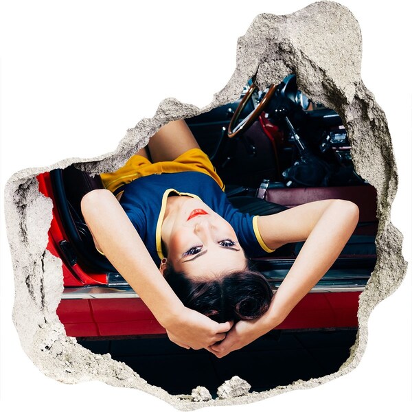 Finto buco nel muro 3D Donna in un'auto d'epoca