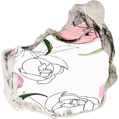 Trompe l'oeil buco nel muro Un murale floreale dietro un muro danneggiato