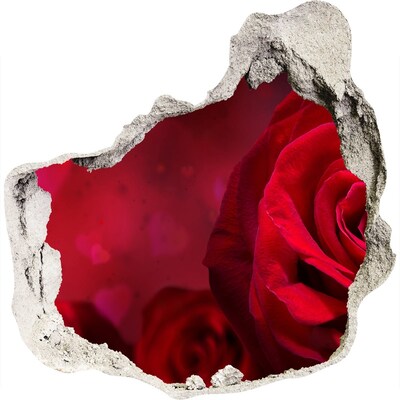 Adesivo effetto buco nel muro Rose rosse a forma di cuore