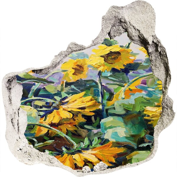 Adesivo effetto buco nel muro Girasoli in giardino