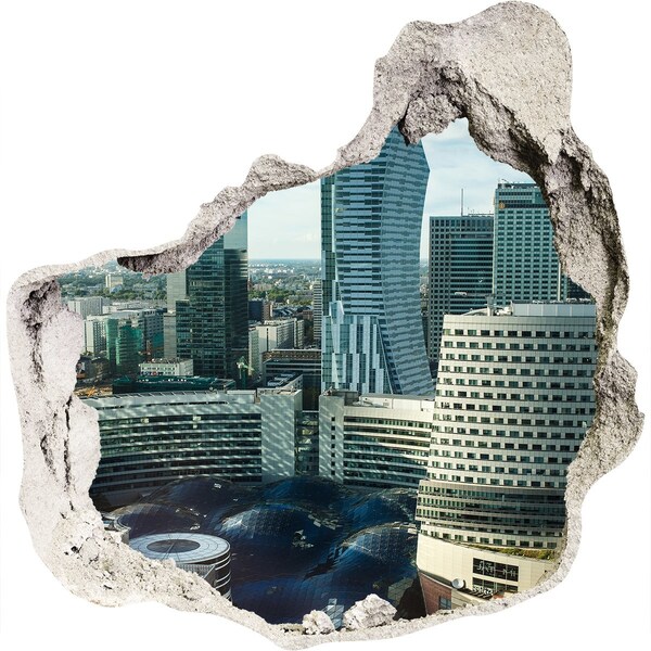 Finto buco nel muro 3D Veduta della città moderna