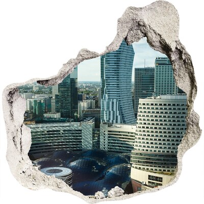 Finto buco nel muro 3D Veduta della città moderna