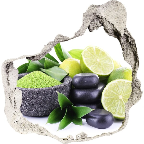 Trompe l'oeil buco nel muro Agrumi freschi ed erbe aromatiche