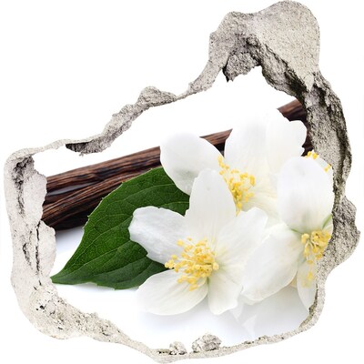 Adesivo effetto buco nel muro Fiori di gelsomino nel cemento