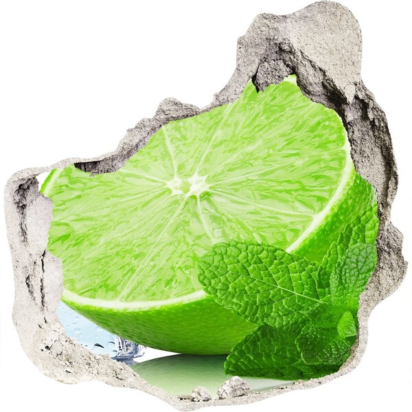 Adesivo effetto buco nel muro Lime fresco con menta