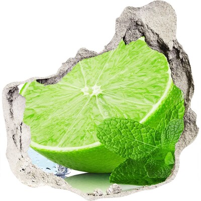 Adesivo effetto buco nel muro Lime fresco con menta