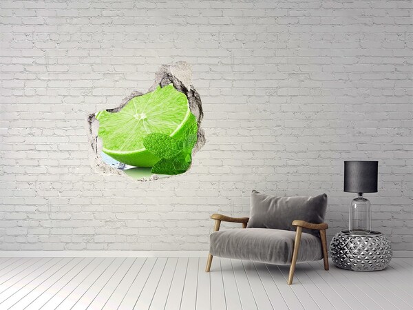 Adesivo effetto buco nel muro Lime fresco con menta
