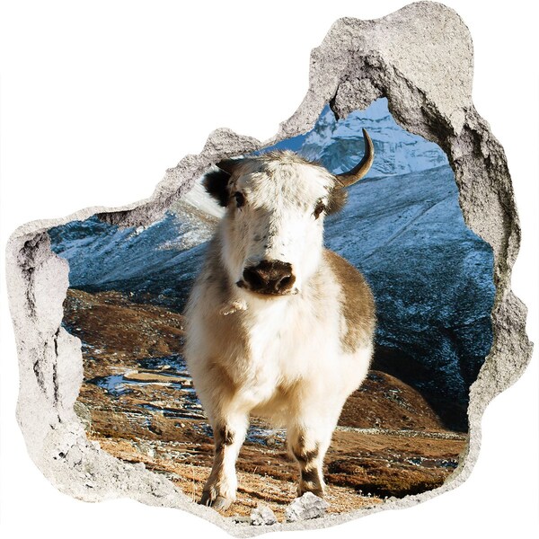 Finto buco nel muro 3D Bufalo di montagna in una tana nel muro