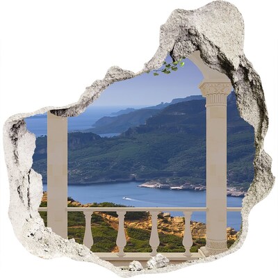 Trompe l'oeil buco nel muro Vista della pittoresca baia