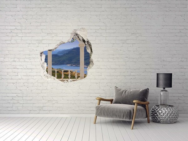 Trompe l'oeil buco nel muro Vista della pittoresca baia