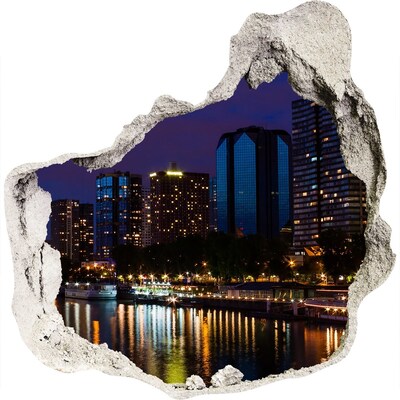 Finto buco nel muro 3D Panorama notturno della città