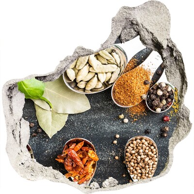 Trompe l'oeil buco nel muro Spezie da cucina in un buco nel muro