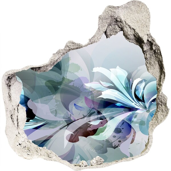 Adesivo effetto buco nel muro Illusione floreale nel cemento