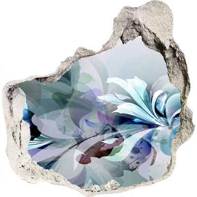 Adesivo effetto buco nel muro Illusione floreale nel cemento