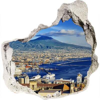 Finto buco nel muro 3D Veduta di Napoli con il Vesuvio