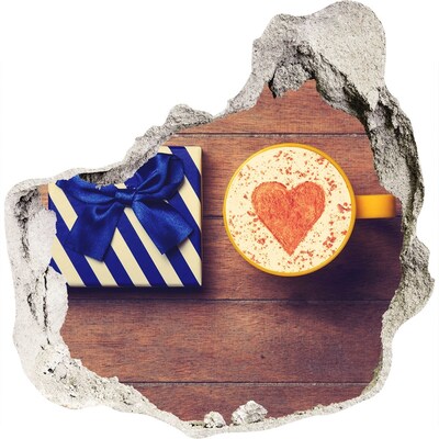 Adesivo effetto buco nel muro Regalo di caffè con un cuore