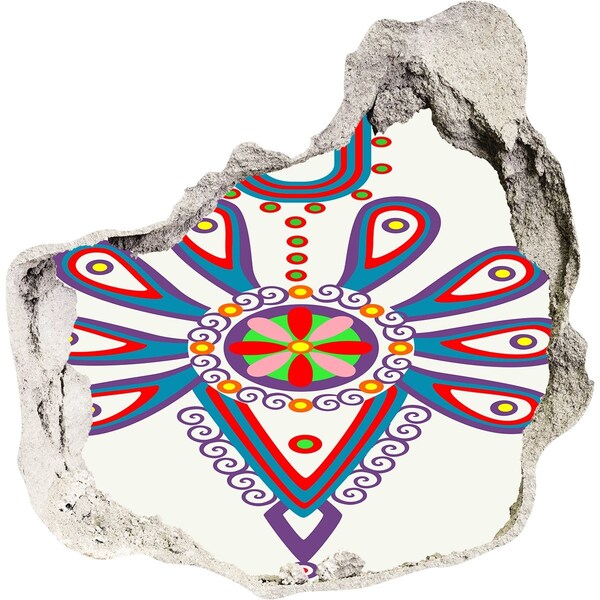 Adesivo effetto buco nel muro Un motivo colorato sullo sfondo di un muro danneggiato