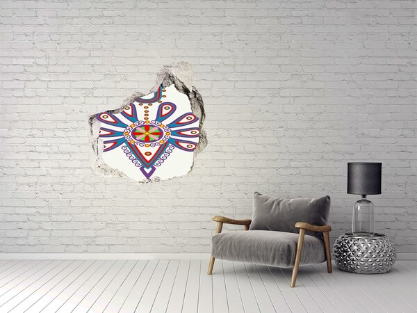 Adesivo effetto buco nel muro Un motivo colorato sullo sfondo di un muro danneggiato