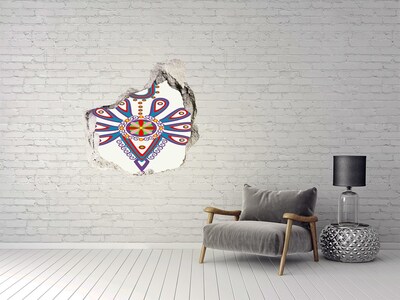 Adesivo effetto buco nel muro Un motivo colorato sullo sfondo di un muro danneggiato