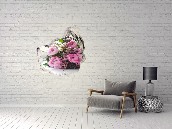Finto buco nel muro 3D Bouquet di fiori nel buco nel muro