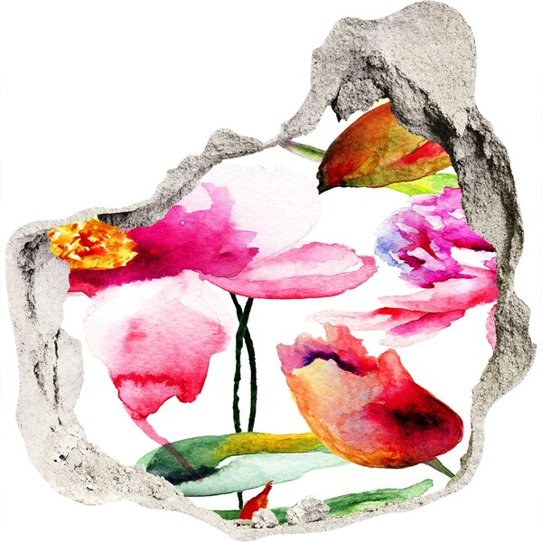 Trompe l'oeil buco nel muro Giardino fiorito dietro il muro