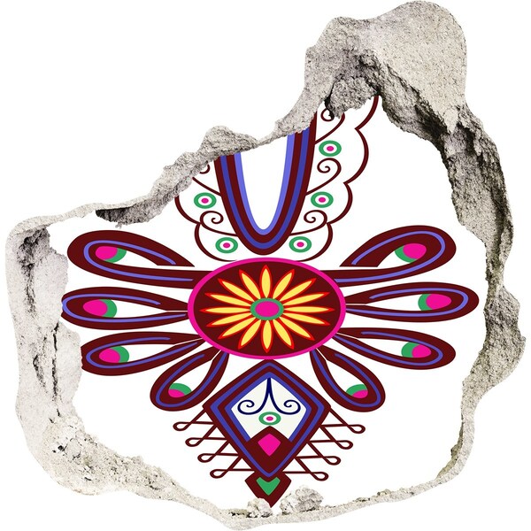 Trompe l'oeil buco nel muro Fantasia etnica colorata