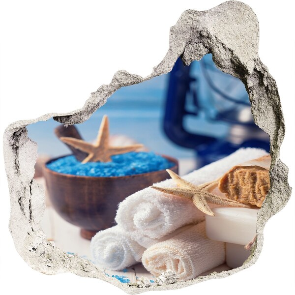 Finto buco nel muro 3D Rilassatevi nella spa sul mare.