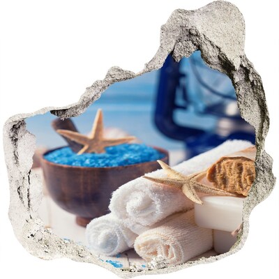 Finto buco nel muro 3D Rilassatevi nella spa sul mare.