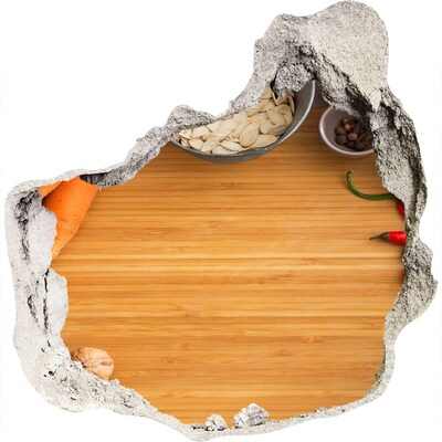 Trompe l'oeil buco nel muro Vista della cucina da dietro il muro