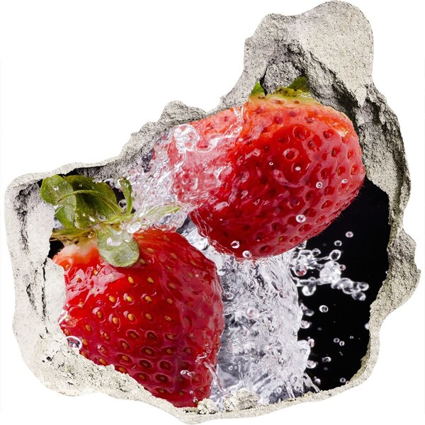Trompe l'oeil buco nel muro Fragole succose in acqua