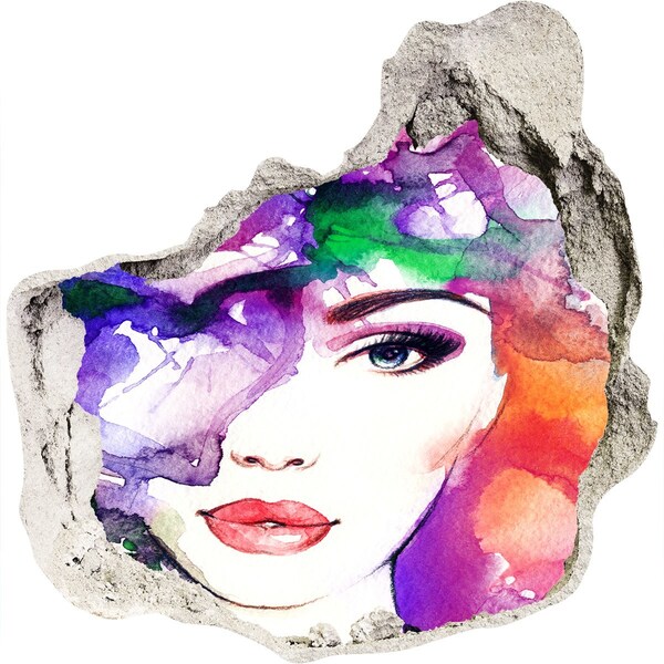 Trompe l'oeil buco nel muro Ritratto in acque colorate