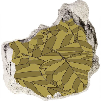 Adesivo effetto buco nel muro Foglie nel cemento