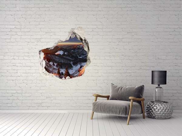 Adesivo effetto buco nel muro Paesaggio montano invernale