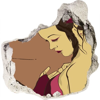 Trompe l'oeil buco nel muro Donna in un frammento di muro