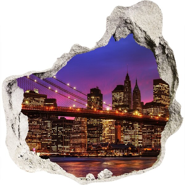 Finto buco nel muro 3D Lo skyline di New York di notte