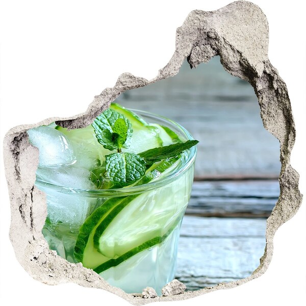 Trompe l'oeil buco nel muro Un cocktail rinfrescante alla menta