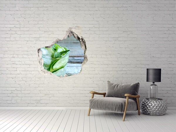 Trompe l'oeil buco nel muro Un cocktail rinfrescante alla menta