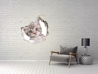 Finto buco nel muro 3D Gattino in un buco nel muro