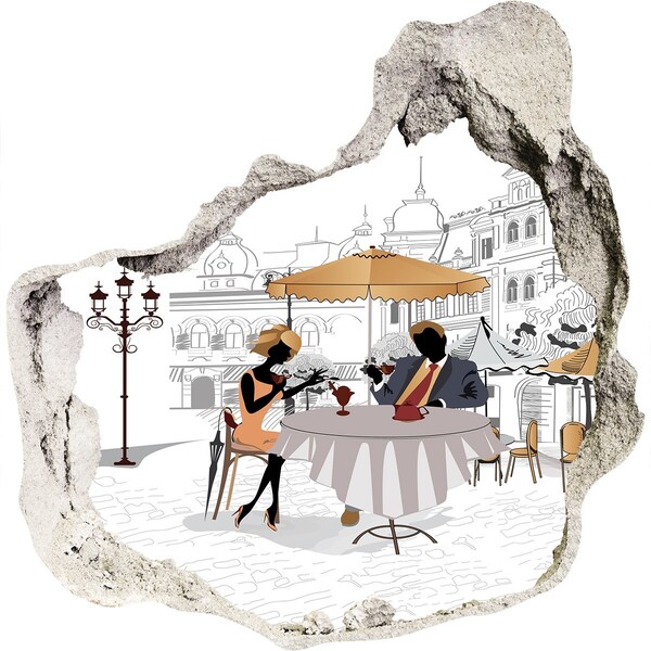 Adesivo effetto buco nel muro Caffè in stile europeo