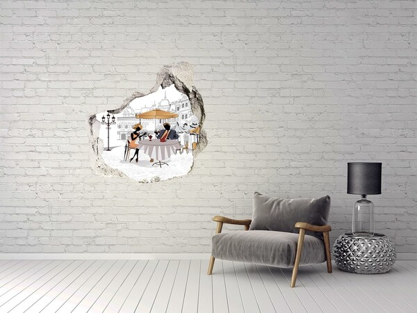 Adesivo effetto buco nel muro Caffè in stile europeo