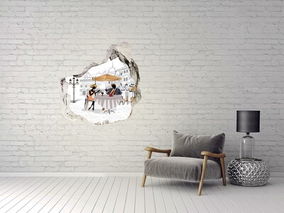 Adesivo effetto buco nel muro Caffè in stile europeo