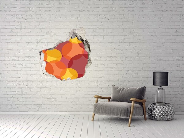 Trompe l'oeil buco nel muro Cerchi colorati su uno sfondo di cemento